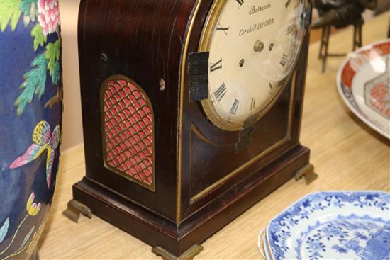 A Regency rosewood bracket clock, signed Barrauds, Cornhill, London